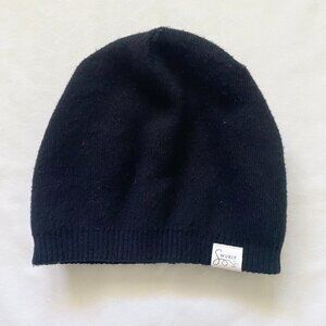 Swurly Co. Mulberry Silk-Lined Wool Slouchy Beanie Double Layered French Black